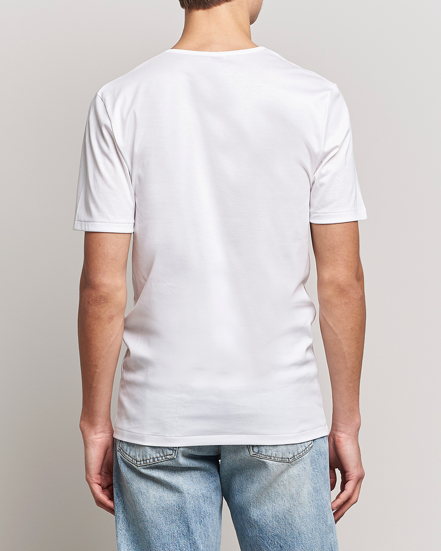 Heren | T-shirts | Zimmerli of Switzerland | Sea Island Cotton V-Neck T-Shirt White