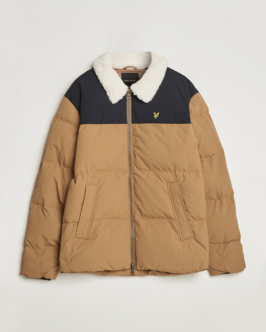Heren | Jassen | Lyle & Scott | Borg Collor Puffer Jacket Camel Bronze