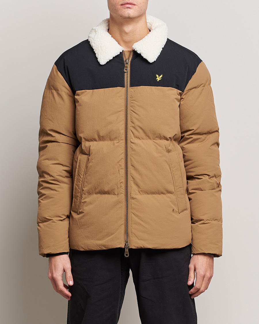 Heren | Jassen | Lyle & Scott | Borg Collor Puffer Jacket Camel Bronze