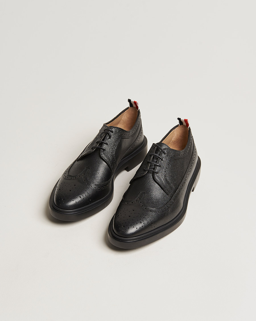 Men | Luxury Brands | Thom Browne | Pebble Grain Longwing Brogue Black