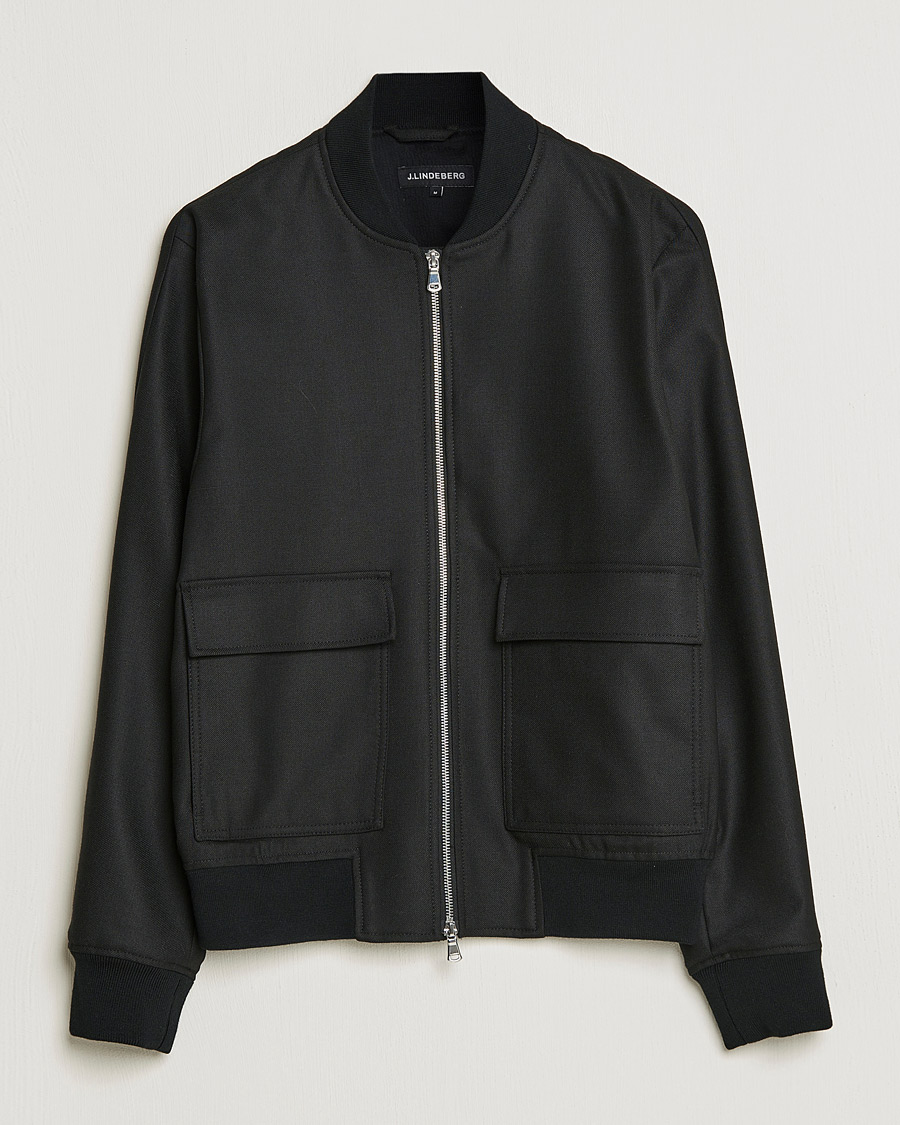 Heren | Jassen | J.Lindeberg | Thom Bomber Wool Twill Jacket Black