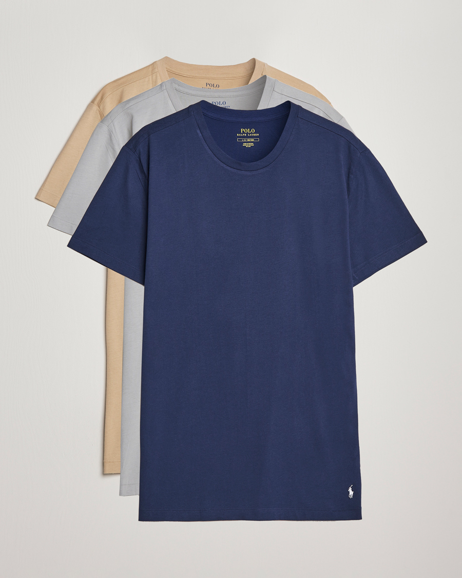 Heren | T-shirts | Polo Ralph Lauren | 3-Pack Crew Neck T-Shirt Grey/Navy/Sand Dune