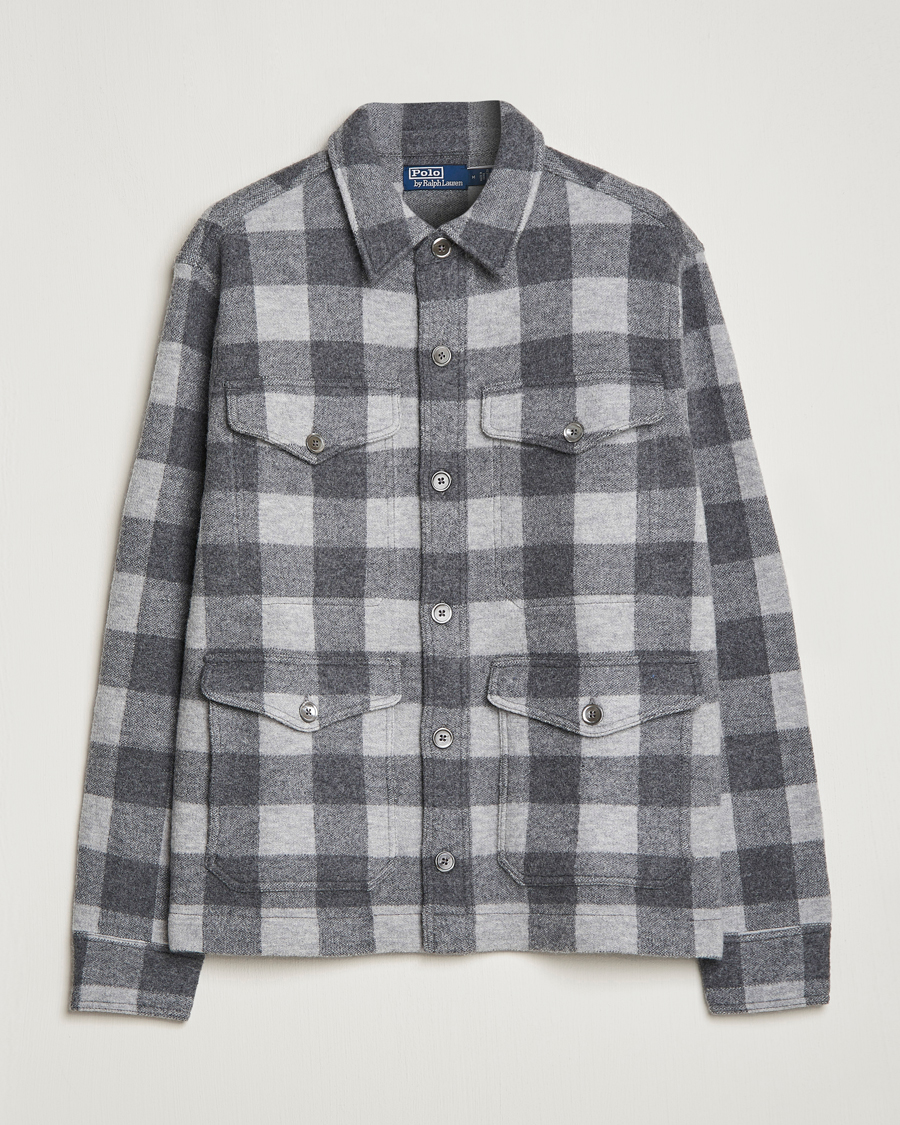 Heren | Overhemden | Polo Ralph Lauren | Checked Wool Overshirt Jacket Grey Multi