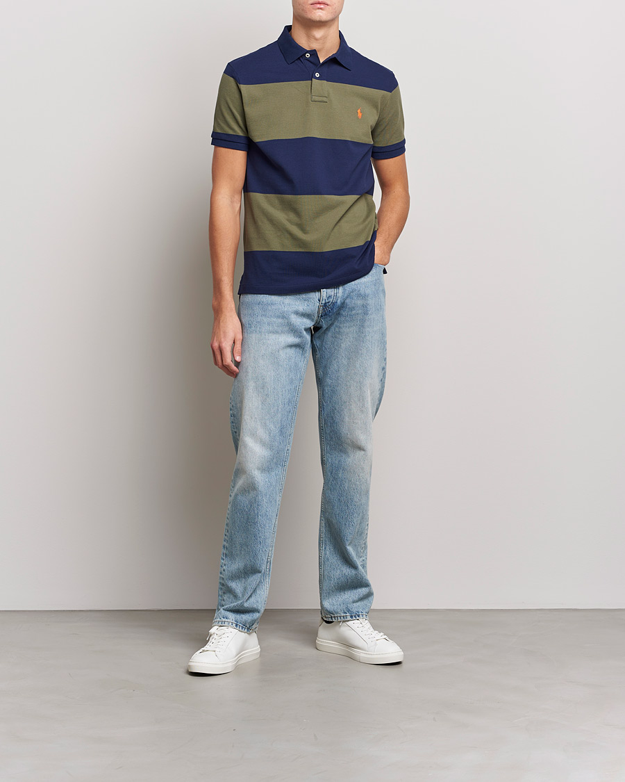 Heren | Polo's | Polo Ralph Lauren | Custom Slim Fit Barstriped Polo Navy/Dark Sage