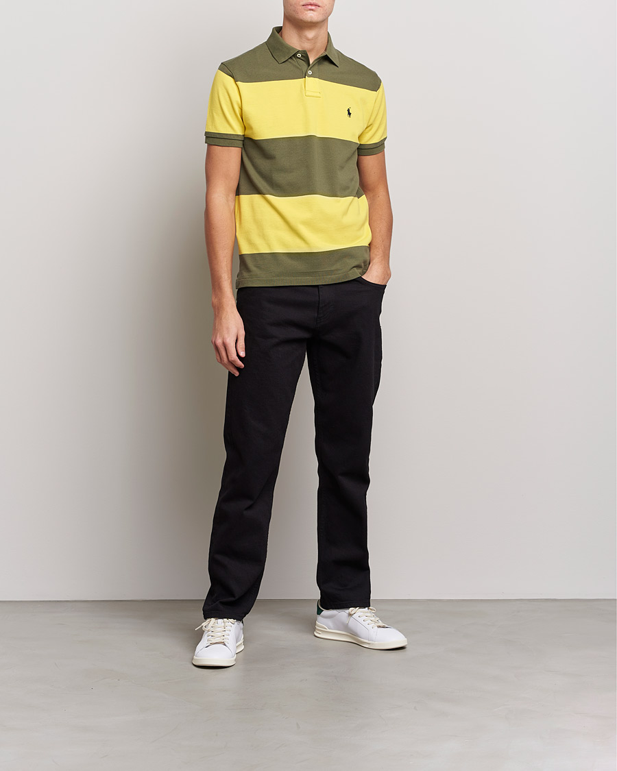 Heren | Polo's | Polo Ralph Lauren | Custom Slim Fit Barstriped Polo Lemon/Dark Sage