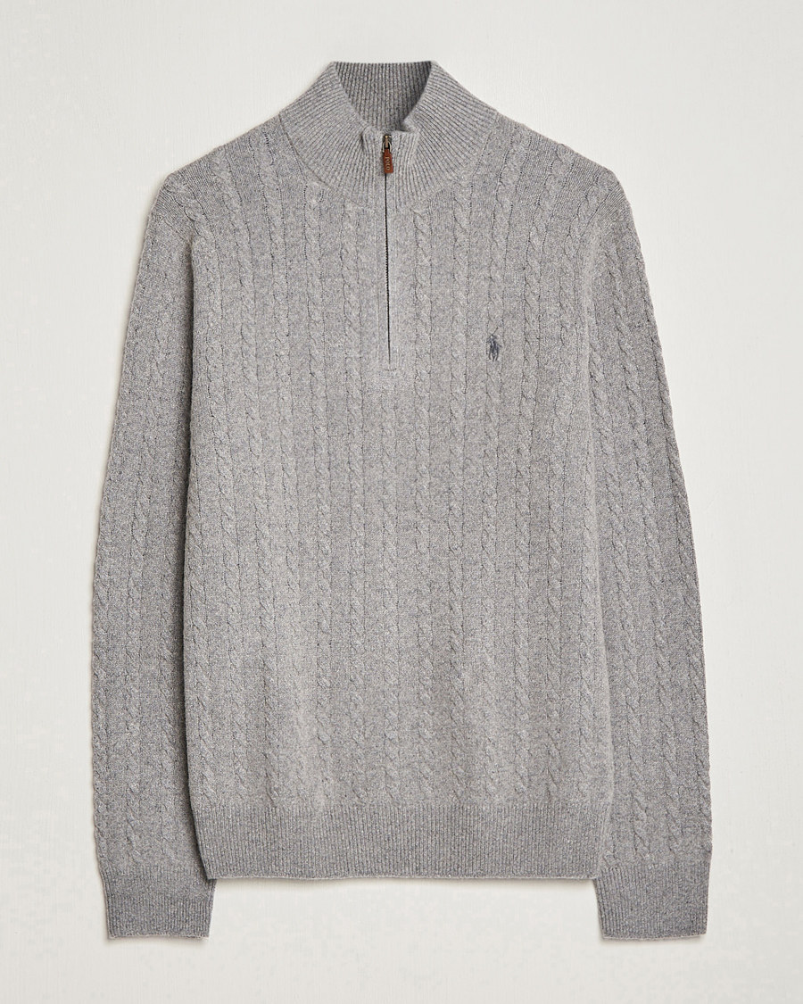 Heren | Truien | Polo Ralph Lauren | Cotton/Wool Cable Half-Zip Fawn Grey Heather
