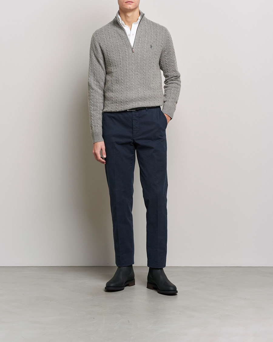 Heren | Truien | Polo Ralph Lauren | Cotton/Wool Cable Half-Zip Fawn Grey Heather