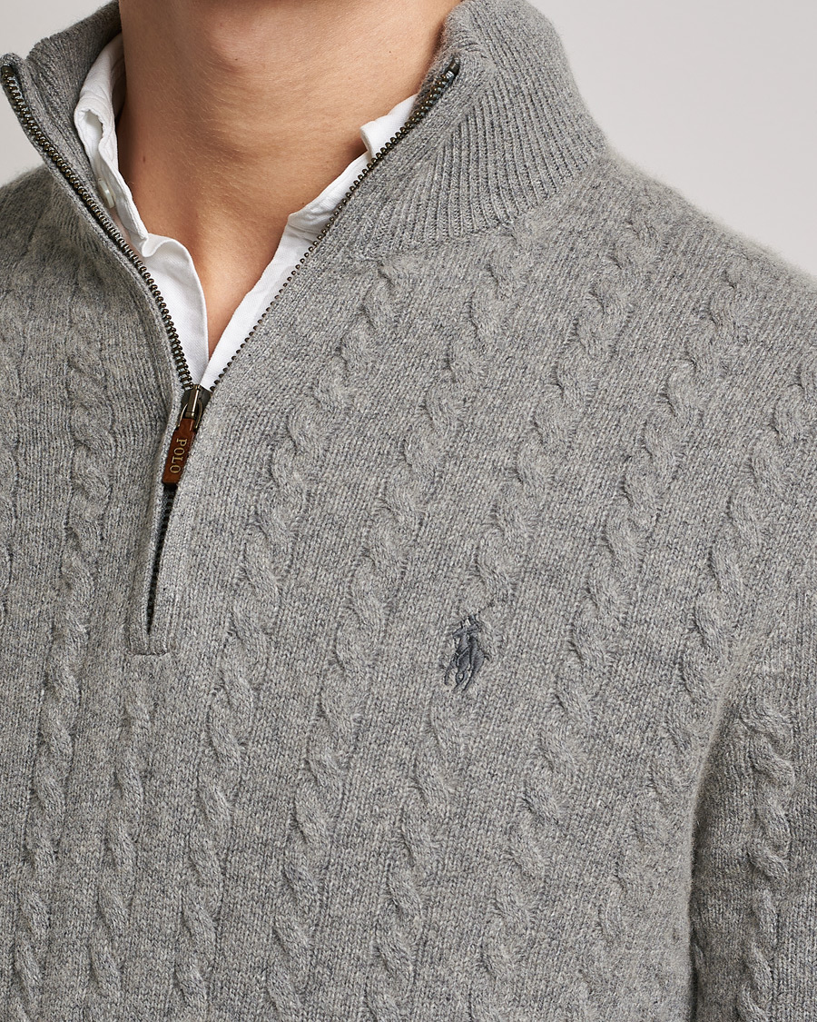 Heren | Truien | Polo Ralph Lauren | Cotton/Wool Cable Half-Zip Fawn Grey Heather
