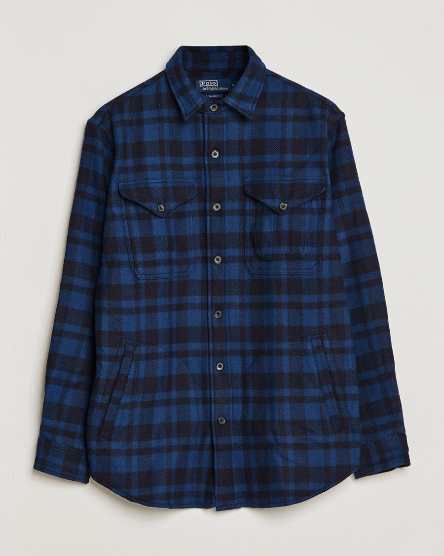 Heren | Overhemden | Polo Ralph Lauren | Wool Blend Checked Overshirt Blue/Navy