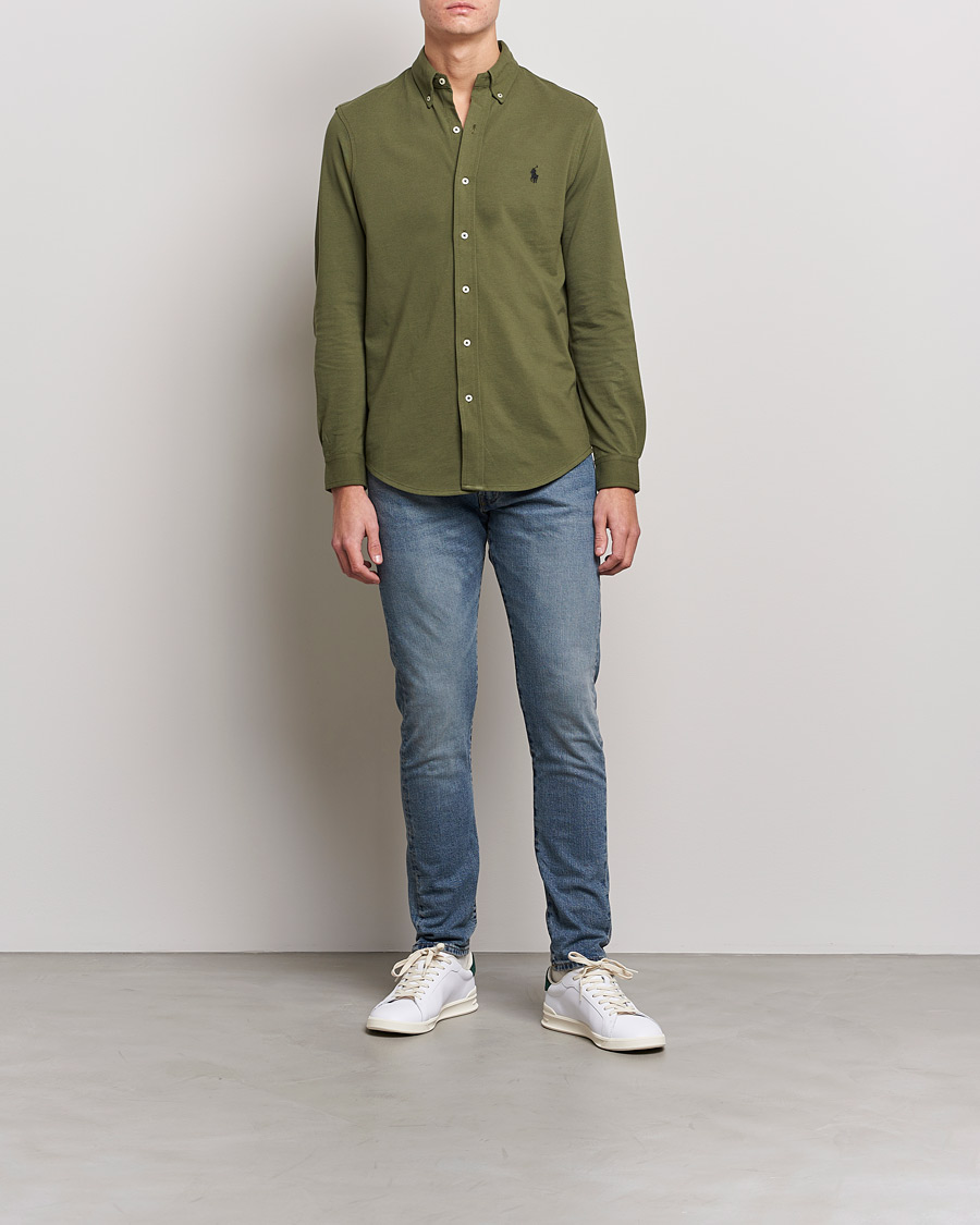 Heren | Overhemden | Polo Ralph Lauren | Slim Fit Featherweight Mesh Shirt Dark Sage