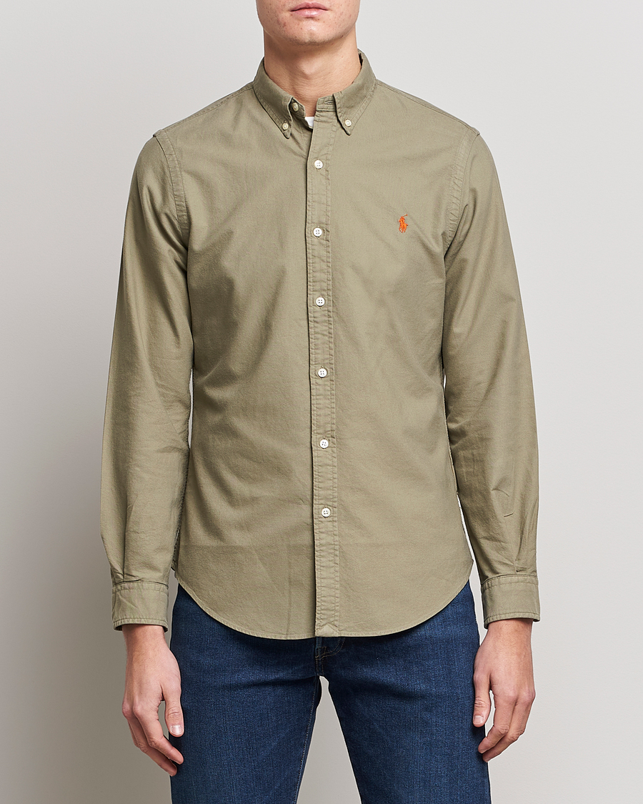 Heren | Oxford overhemden | Polo Ralph Lauren | Slim Fit Garment Dyed Oxford Shirt Sage Green