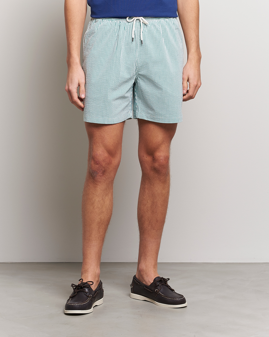 Men | Swimwear | Polo Ralph Lauren | Recycled Traveler Seersucker Swimshorts Green