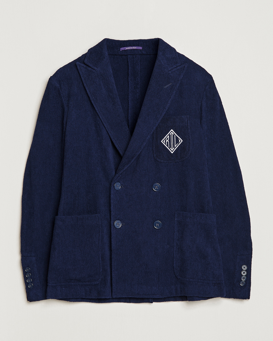 Heren | Blazers | Ralph Lauren Purple Label | Knitted Terry Cloth Blazer Navy