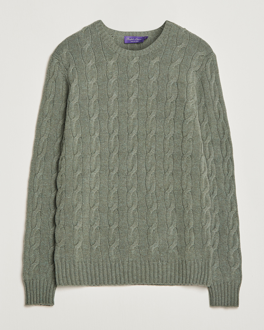 Heren | Truien | Ralph Lauren Purple Label | Cashmere Cable Crew Neck Sweater Sea Spray