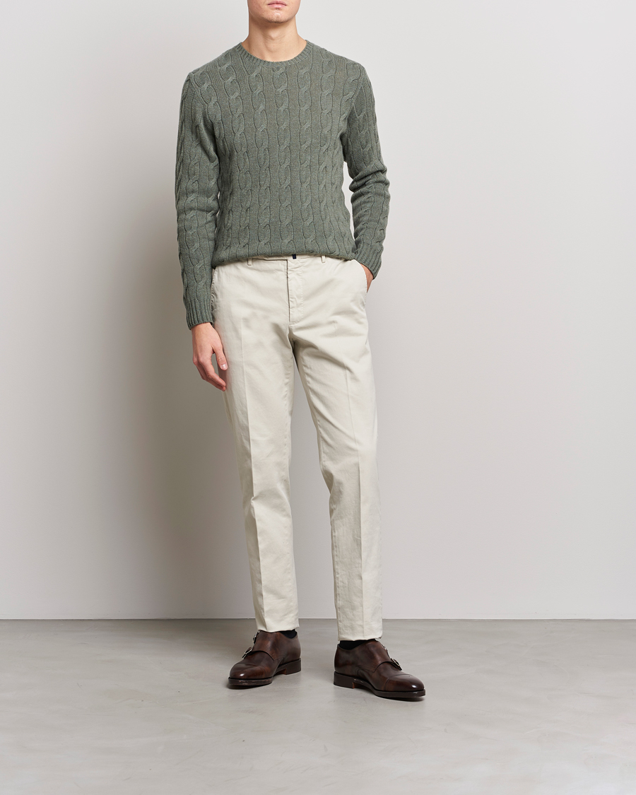 Heren | Truien | Ralph Lauren Purple Label | Cashmere Cable Crew Neck Sweater Sea Spray