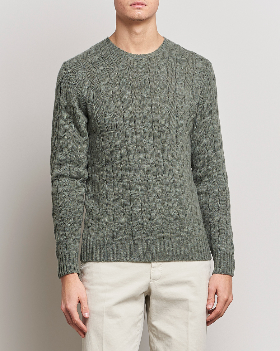 Heren | Truien | Ralph Lauren Purple Label | Cashmere Cable Crew Neck Sweater Sea Spray