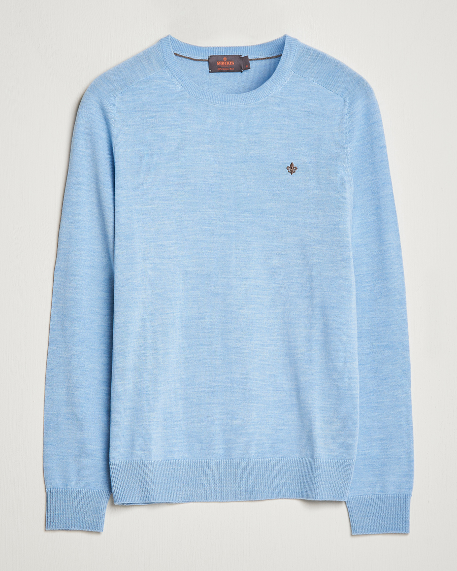 Heren | Truien | Morris | Merino Crew Neck Pullover Light Blue