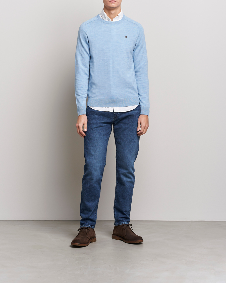 Heren | Truien | Morris | Merino Crew Neck Pullover Light Blue