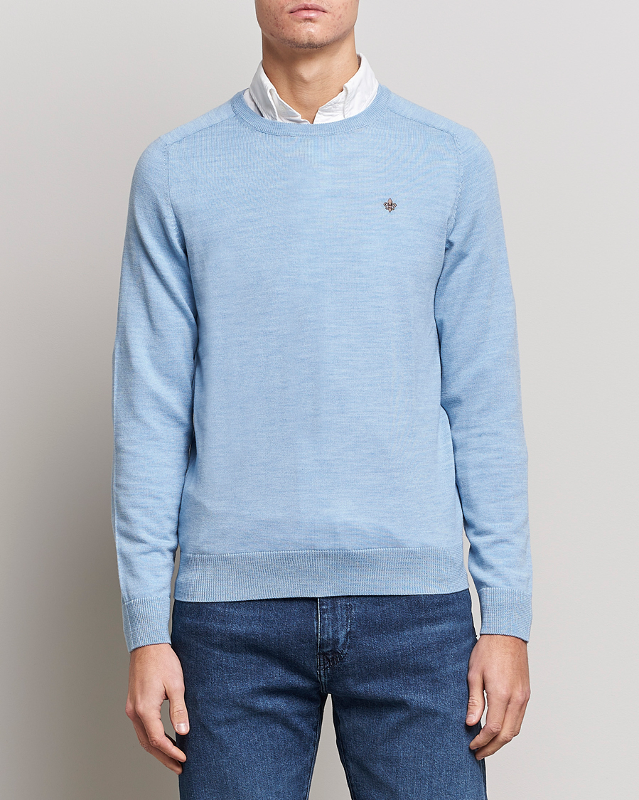 Heren | Truien | Morris | Merino Crew Neck Pullover Light Blue