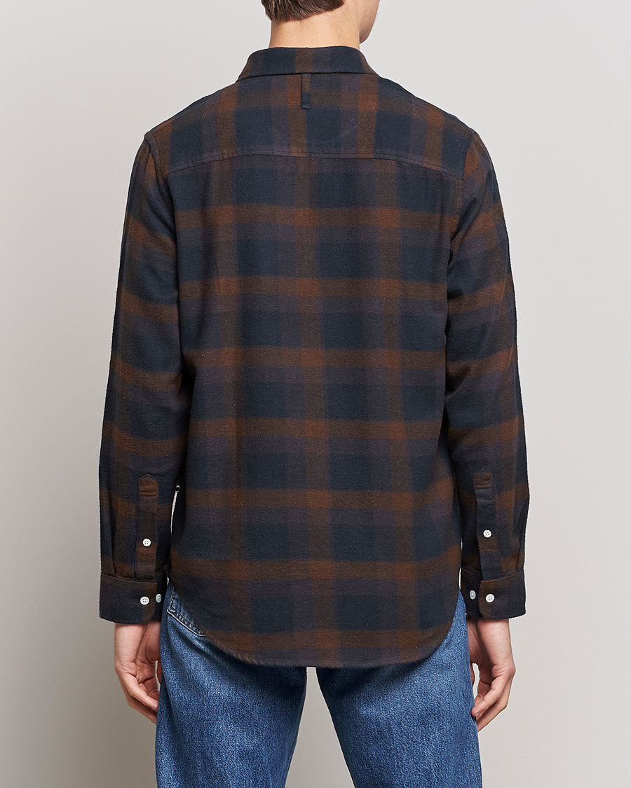 Heren | Overhemden | NN07 | Arne Brushed Cotton Checked Shirt Brown/Navy