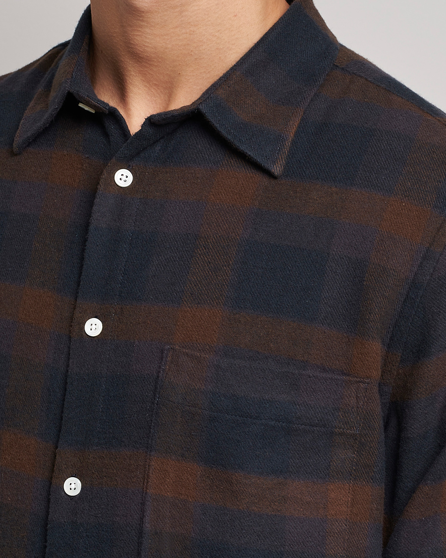 Heren | Overhemden | NN07 | Arne Brushed Cotton Checked Shirt Brown/Navy