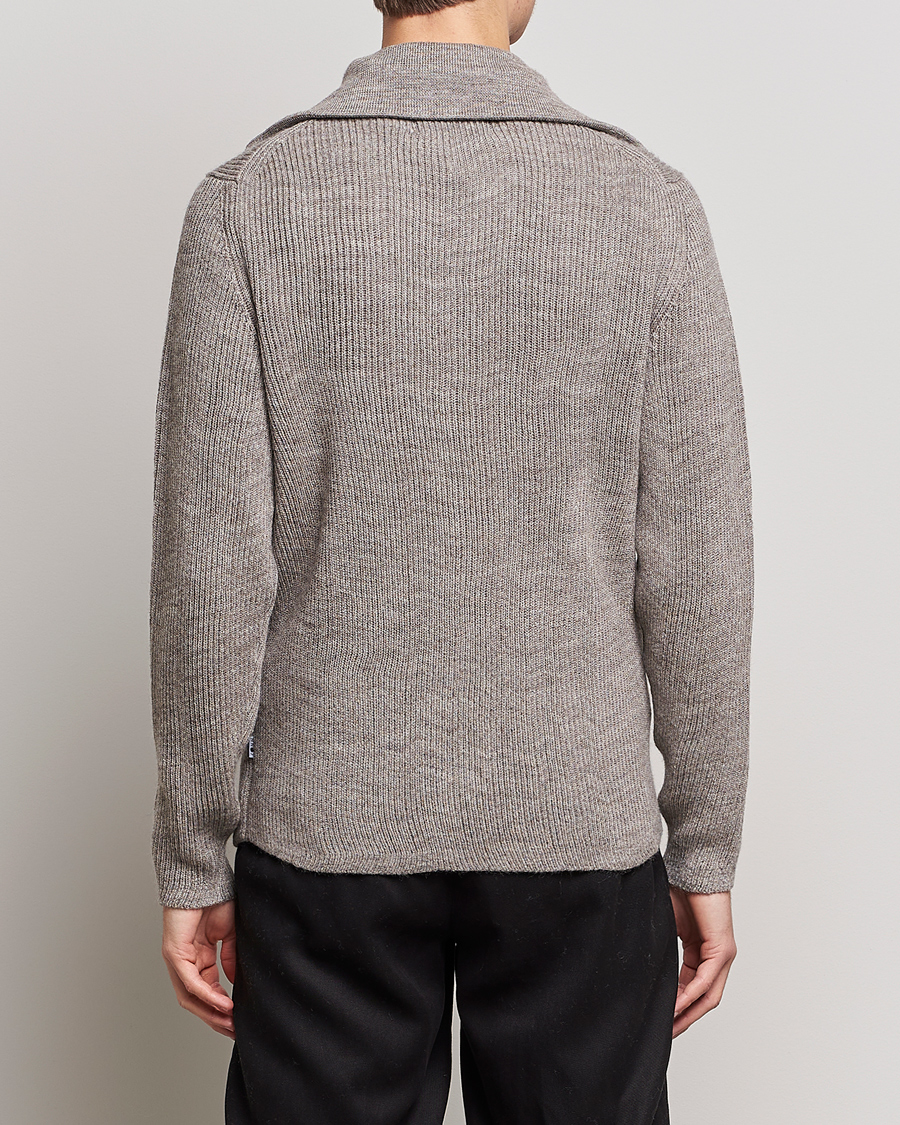 Heren | Truien | NN07 | Holger Knitted Ribbed Half Zip Nature Melange