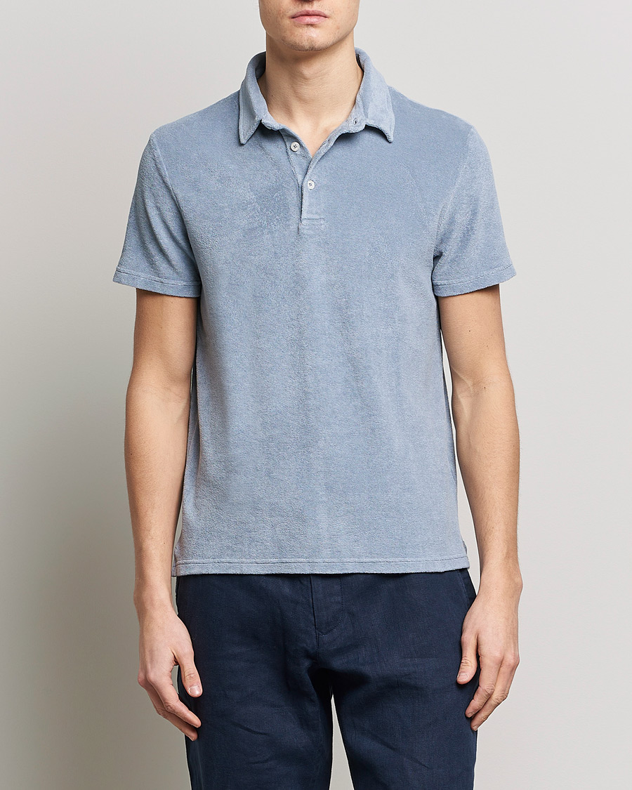 Heren | Polo's | Altea | Short Sleeve Terry Polo Dusty Blue