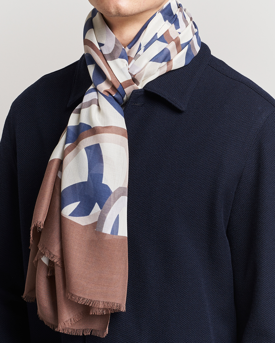 Heren |  | Altea | Printed Scarf Navy/Brown