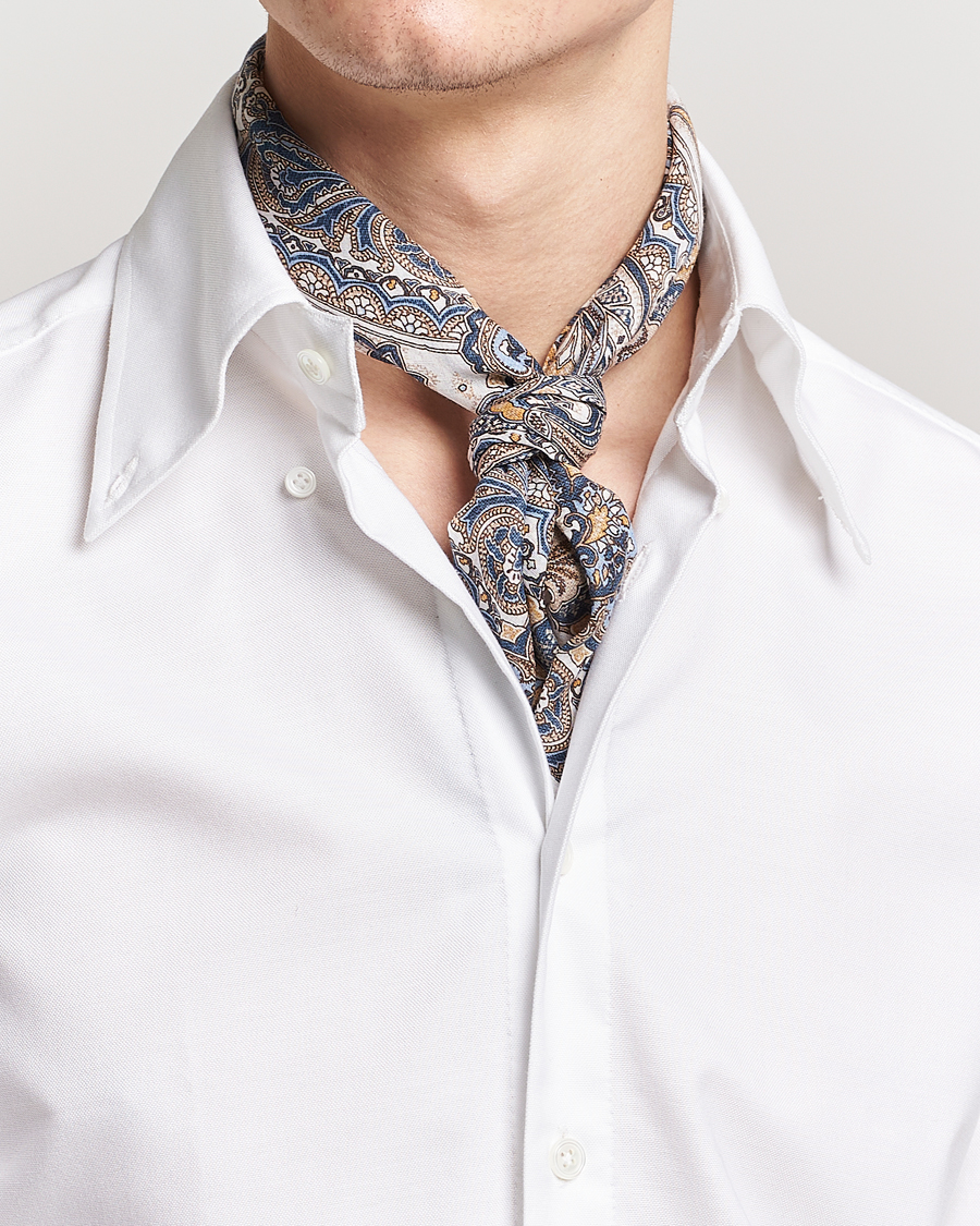 Heren |  | Amanda Christensen | Cotton Voilé Printed Large Paisley Bandana White