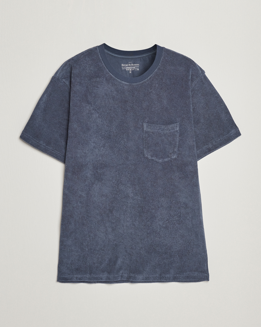 Heren | T-shirts | Bread & Boxers | Terry Crew Neck T-Shirt Smoky Blue
