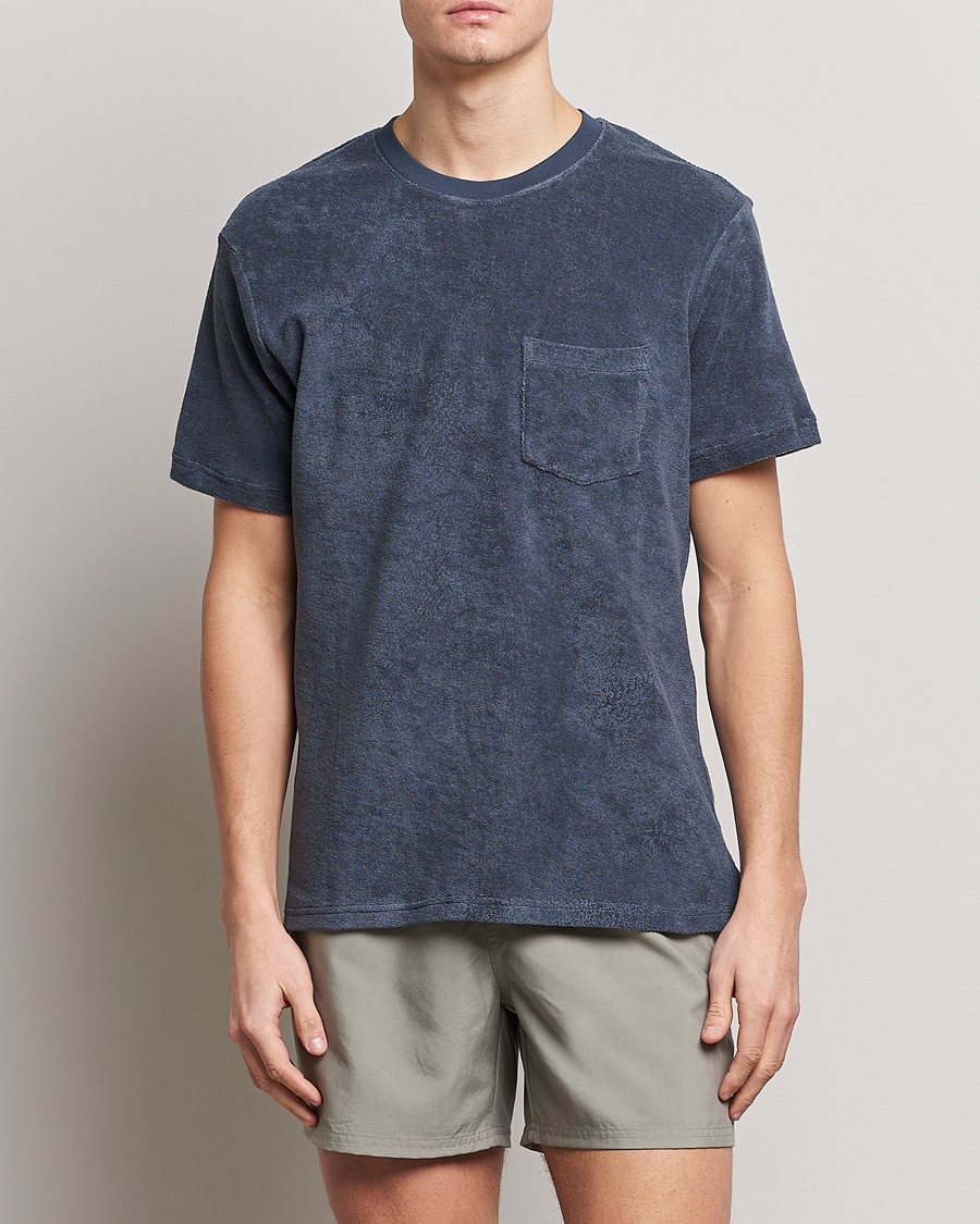 Heren | T-shirts | Bread & Boxers | Terry Crew Neck T-Shirt Smoky Blue
