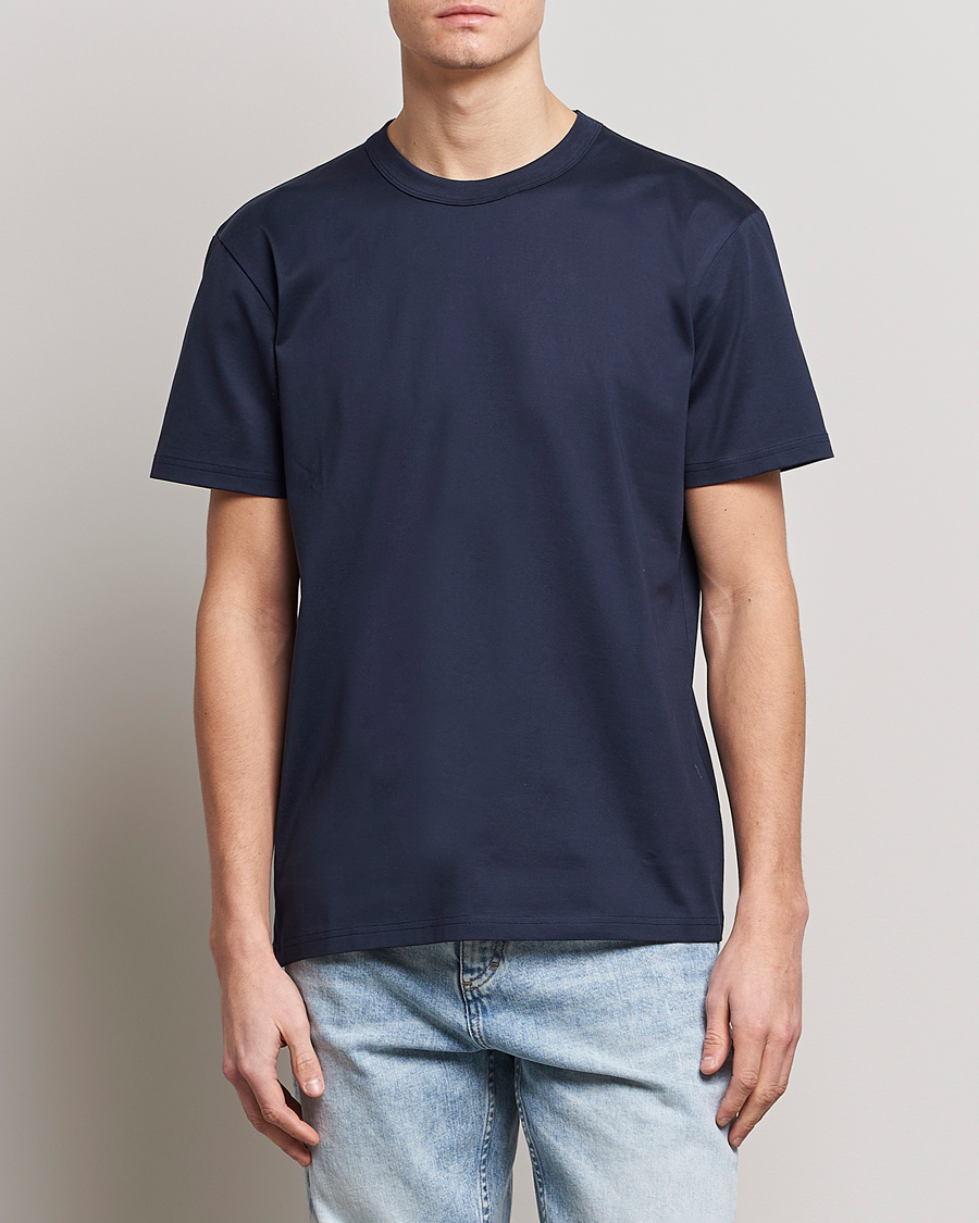 Heren | T-shirts | Bread & Boxers | Pima Cotton Crew Neck T-Shirt Navy Blue