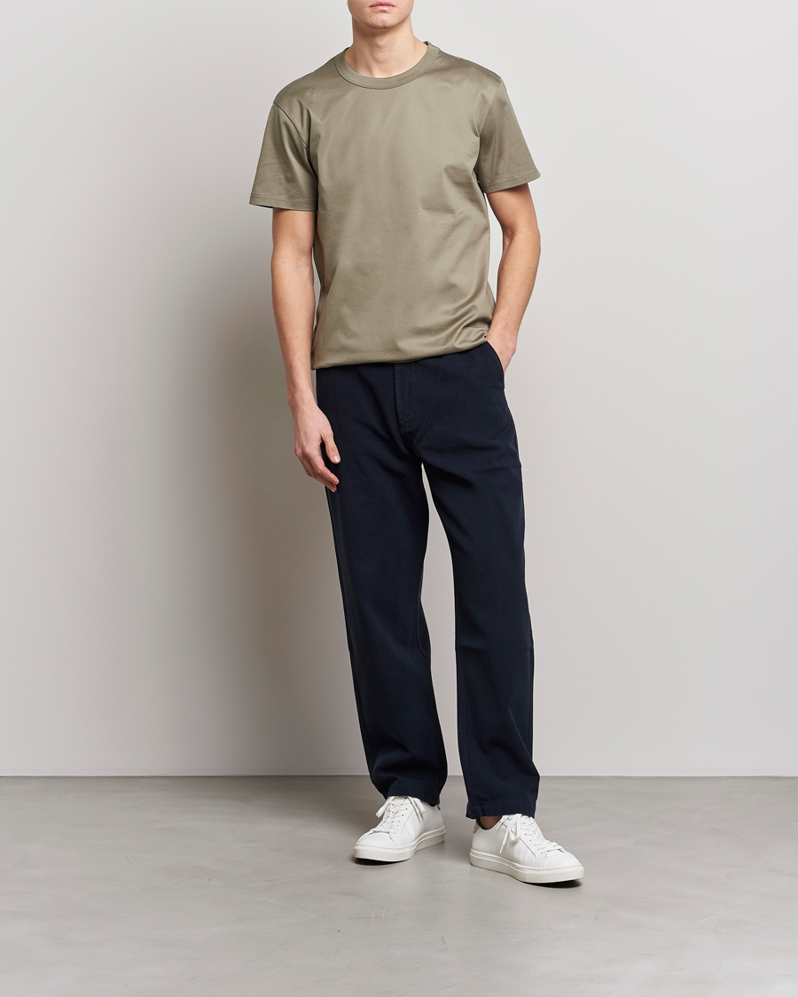 Heren | T-shirts | Bread & Boxers | Heavy Pima Cotton Crew Neck T-Shirt Sage Green