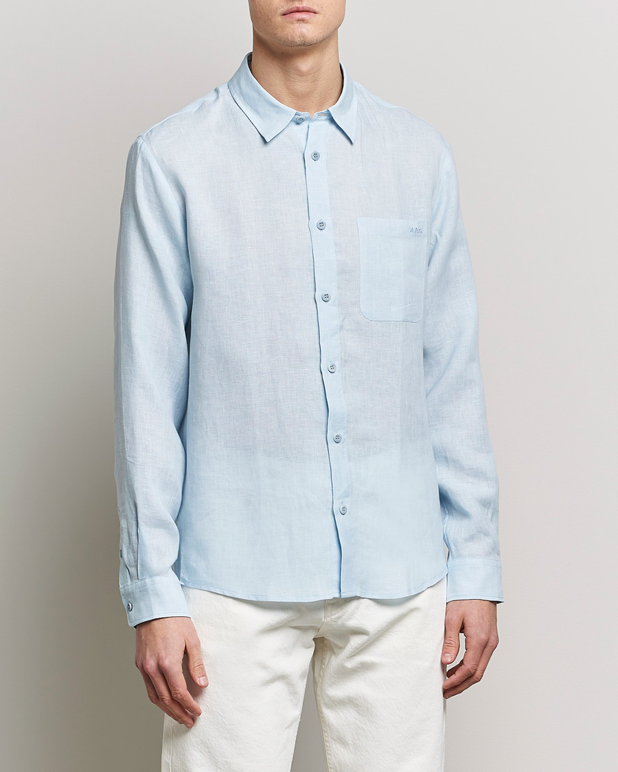 Heren | Linnen overhemden | A.P.C. | Cassel Linen Shirt Light Blue
