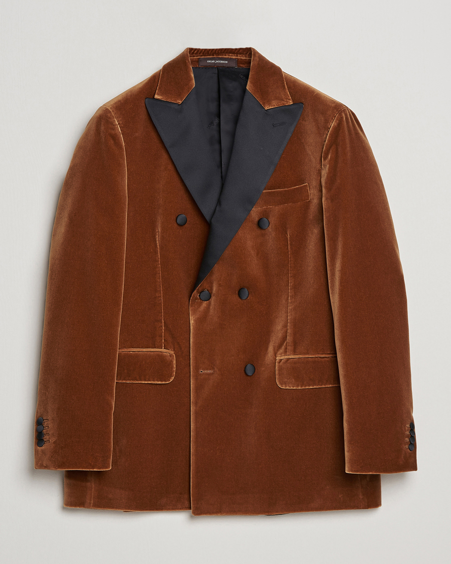 Heren | Blazers | Oscar Jacobson | Farris Tuxedo Velvet DB Blazer Brown