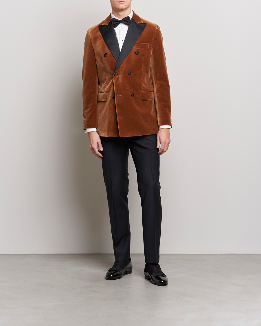 Heren | Blazers | Oscar Jacobson | Farris Tuxedo Velvet DB Blazer Brown