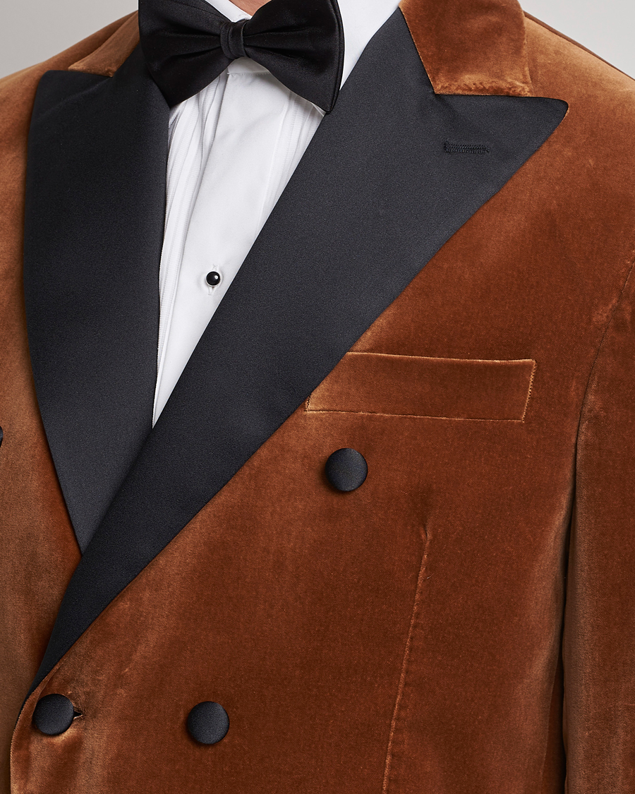 Heren | Blazers | Oscar Jacobson | Farris Tuxedo Velvet DB Blazer Brown