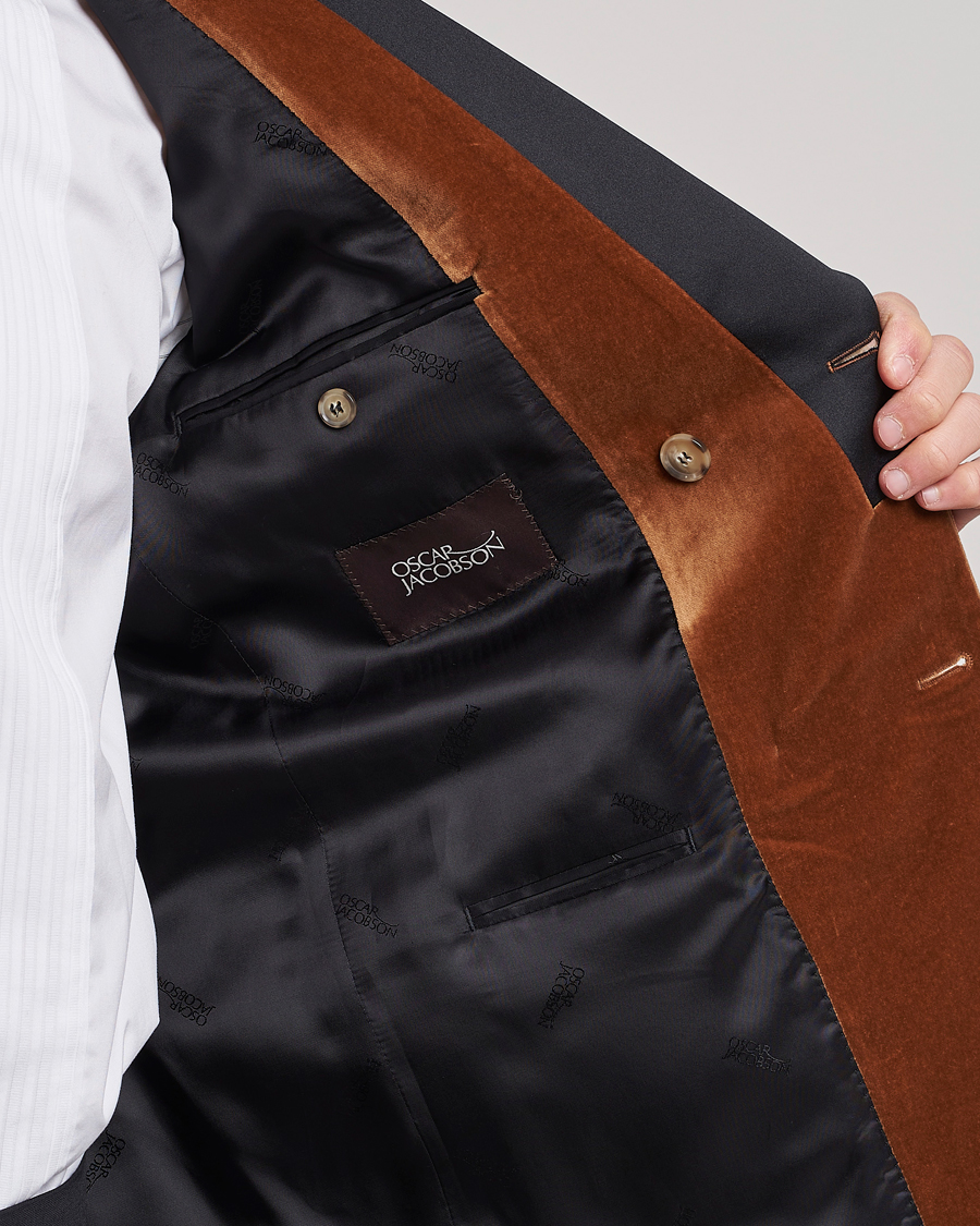 Heren | Blazers | Oscar Jacobson | Farris Tuxedo Velvet DB Blazer Brown