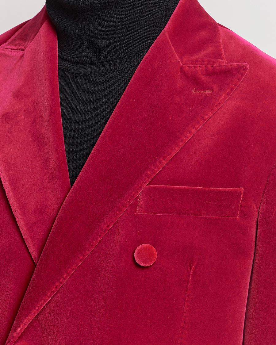 Heren | Blazers | Oscar Jacobson | Farris Double Breasted Velvet Blazer Pink Berries