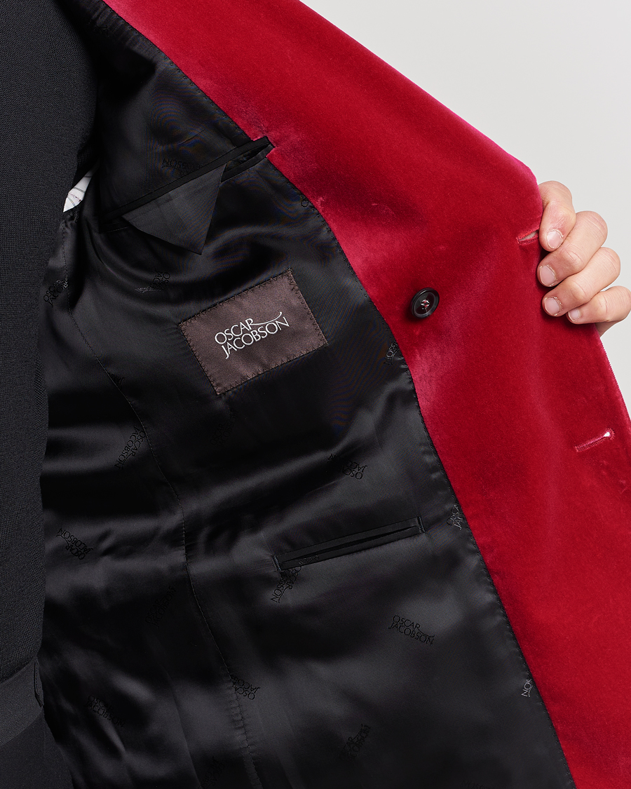 Heren | Blazers | Oscar Jacobson | Farris Double Breasted Velvet Blazer Pink Berries