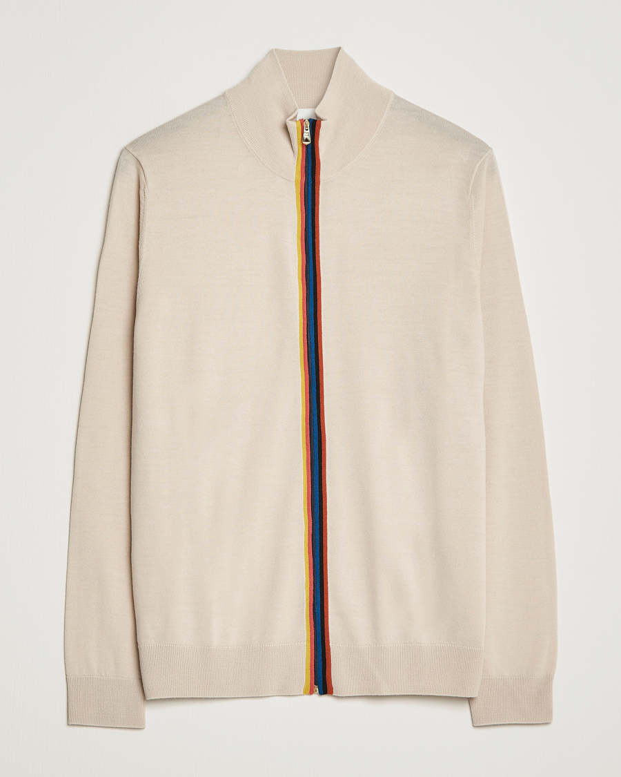 Heren | Truien | Paul Smith | Full Zip Stripe Wool Cardigan Sand