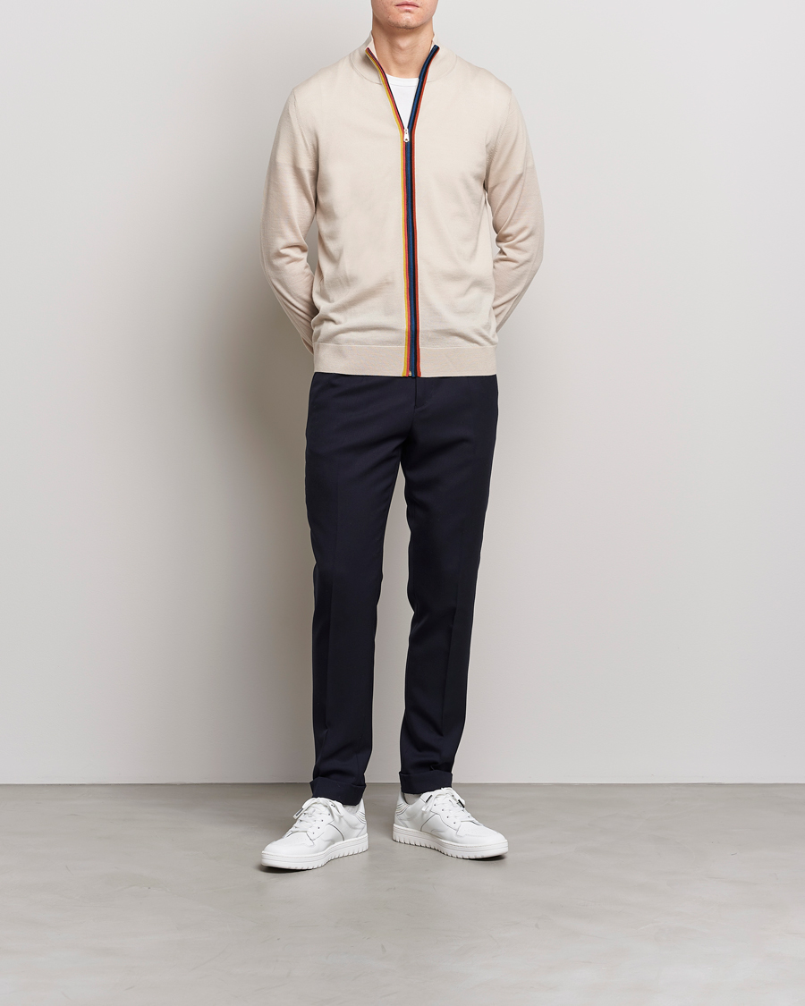 Heren | Truien | Paul Smith | Full Zip Stripe Wool Cardigan Sand