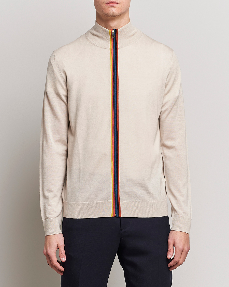 Heren | Truien | Paul Smith | Full Zip Stripe Wool Cardigan Sand