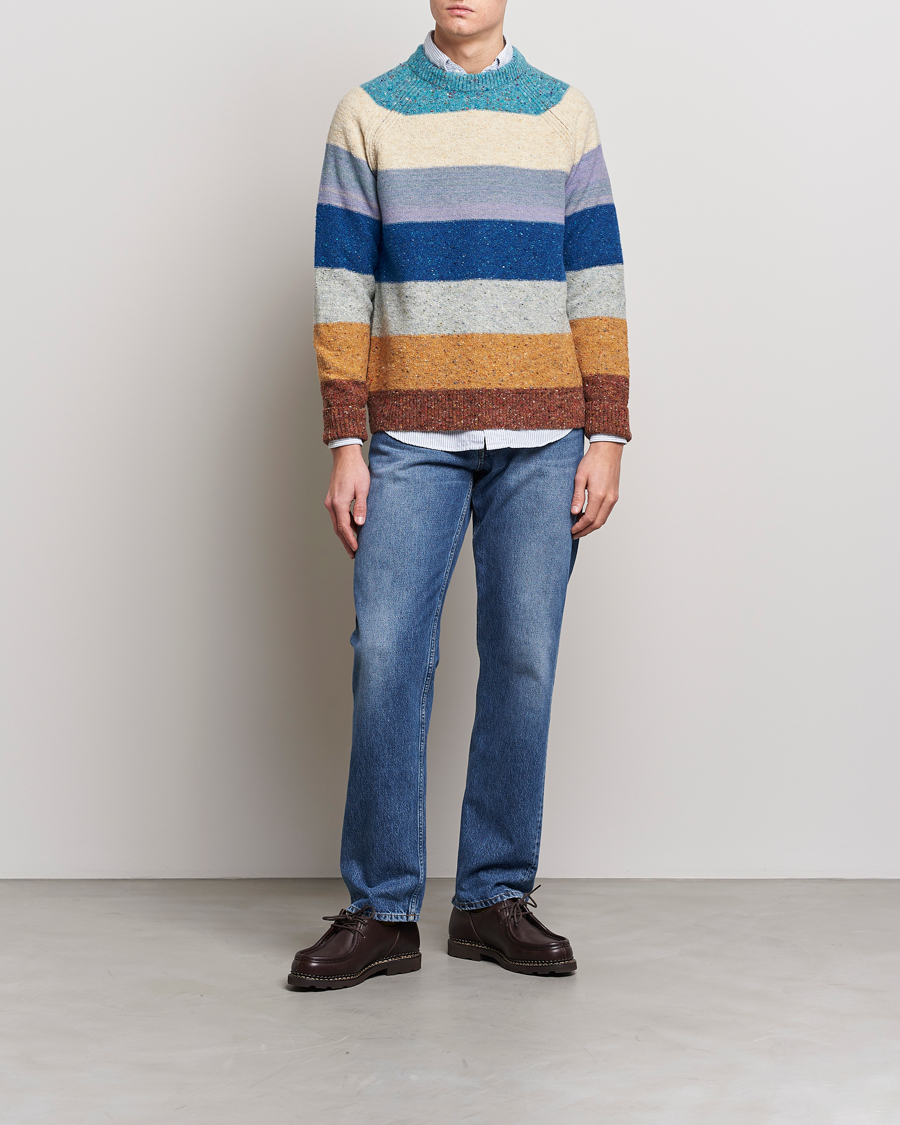 Heren | Truien | Paul Smith | Heavy Knitted Stripe Sweater Blue