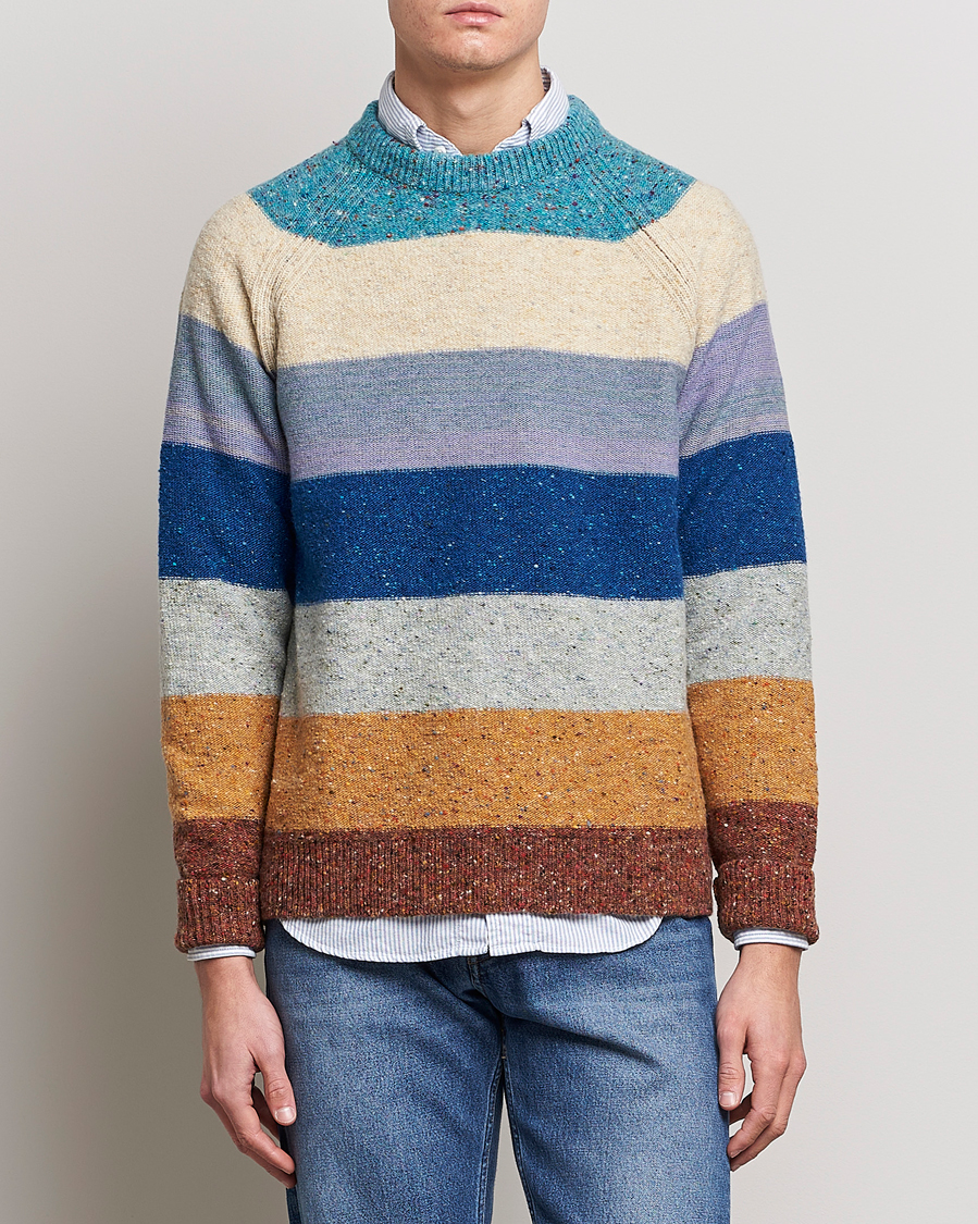 Heren | Truien | Paul Smith | Heavy Knitted Stripe Sweater Blue