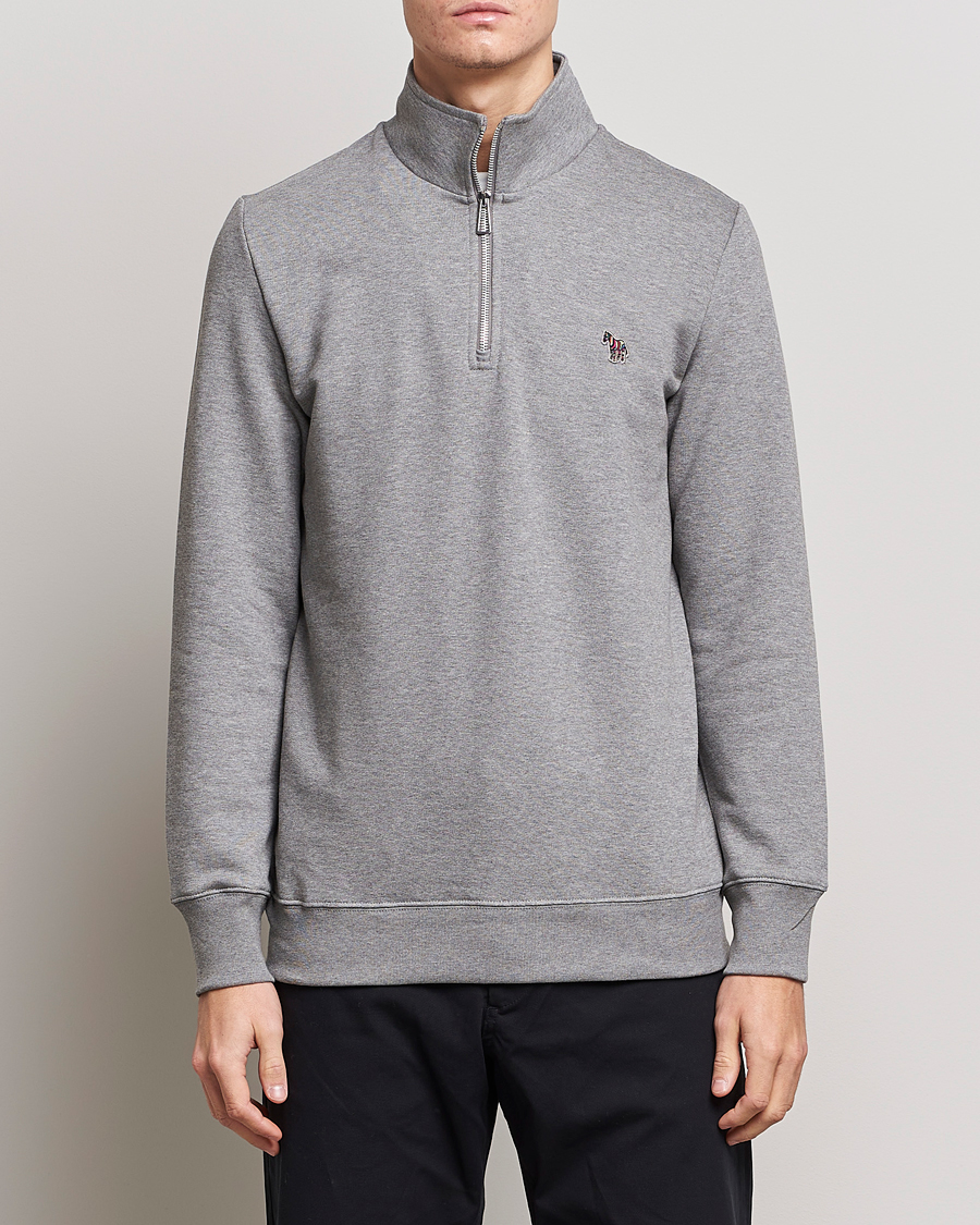 Heren | Truien | PS Paul Smith | Organic Cotton Zebra Half Zip Grey Melange