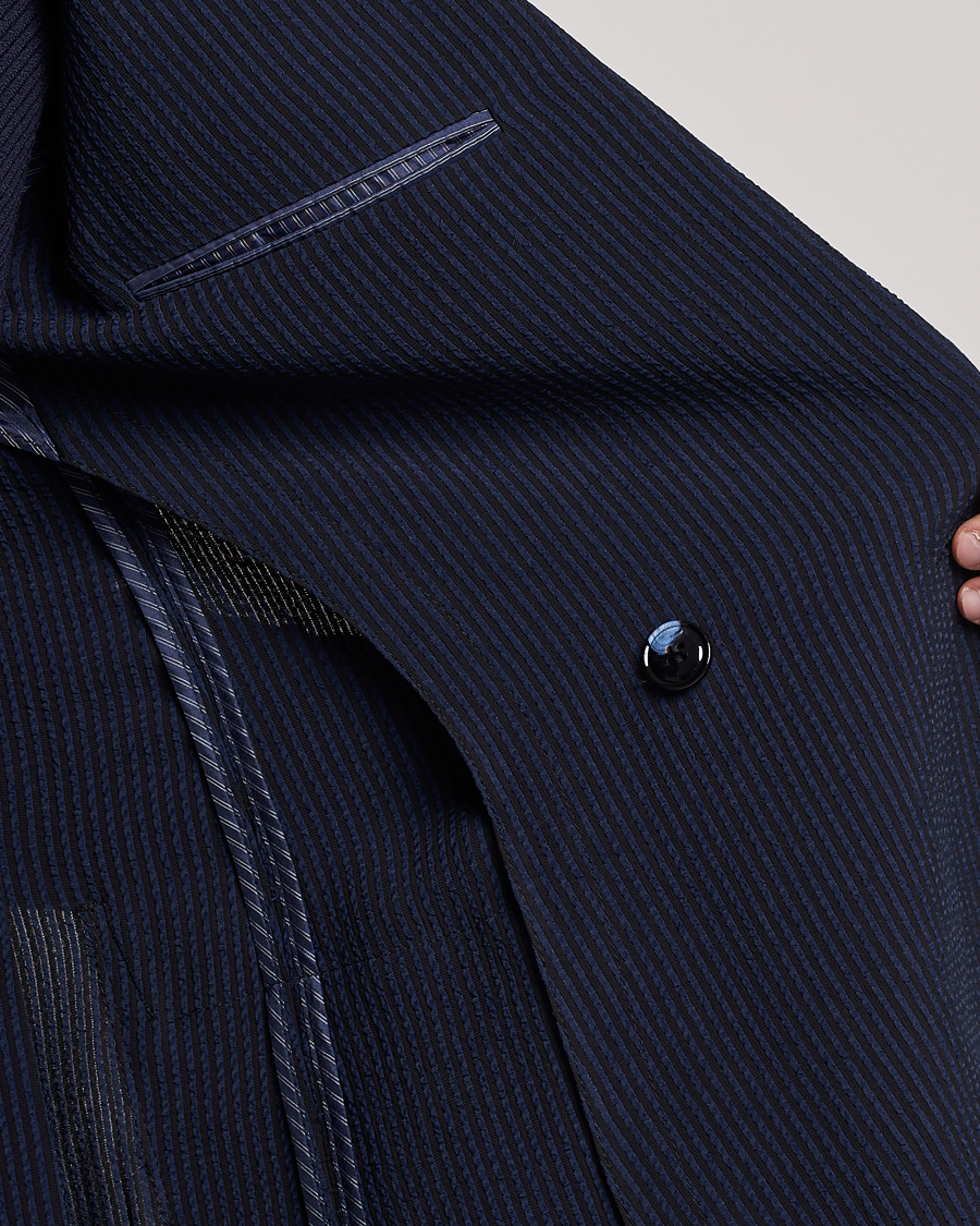 Heren | Blazers | Giorgio Armani | Double Breasted Seersucker Blazer Navy