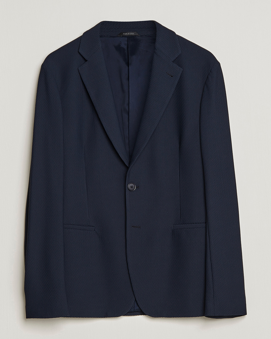 Heren | Blazers | Giorgio Armani | Single Breasted Mesh Blazer Navy
