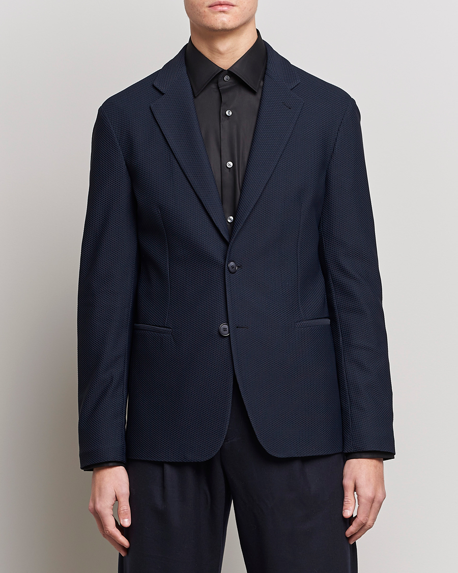 Heren | Blazers | Giorgio Armani | Single Breasted Mesh Blazer Navy