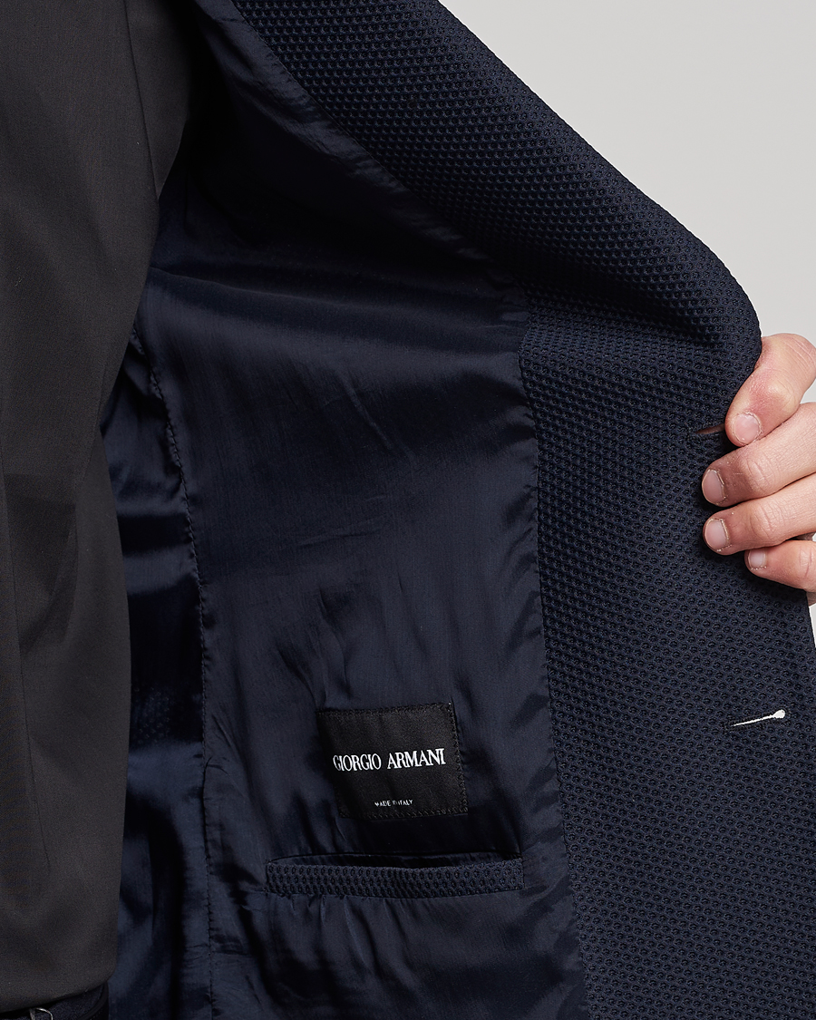 Heren | Blazers | Giorgio Armani | Single Breasted Mesh Blazer Navy